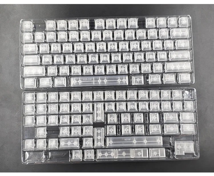 Bluejw 136-Key Glacier Blue Gaming Keyboard Keycaps - Original Engraved Transparent Keycaps Set for Mechanical Keyboards - Image 1